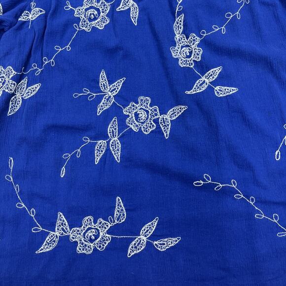 Catherines Gauzy Cotton Tunic Women's Size 2X Blue Embroidered Flowy Boho - Picture 4 of 10